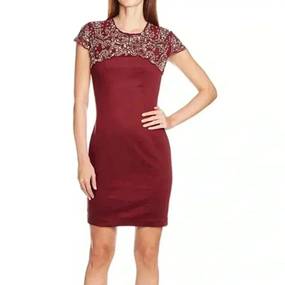 French Connection Aspen Sequin dress, burgundy